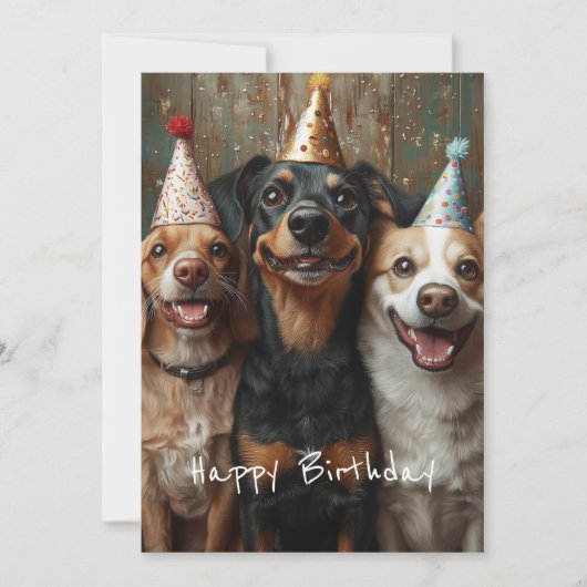 Drei Hunde zum Geburtstag Einladung (Vorderseite)