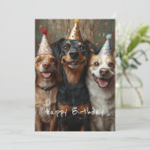 Drei Hunde zum Geburtstag Einladung (Stehend Vorderseite)