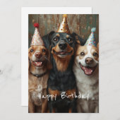 Drei Hunde zum Geburtstag Einladung (Vorne/Hinten)