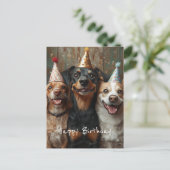 Drei Hunde zum Geburtstag Postkarte (Stehend Vorderseite)