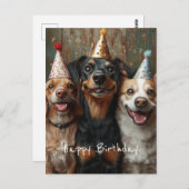 Drei Hunde zum Geburtstag Postkarte (Vorne/Hinten)