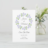 Drei Hydrangeas Wasserfarben-Blumenreath Save The Date (Stehend Vorderseite)