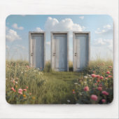Drei im Feld Wildblume Stehende Türen Mousepad (Vorne)