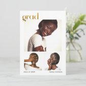 Drei Imitate der Fotocollage Graduation Party Gold Einladung (Stehend Vorderseite)