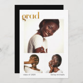 Drei Imitate der Fotocollage Graduation Party Gold Einladung (Vorne/Hinten)