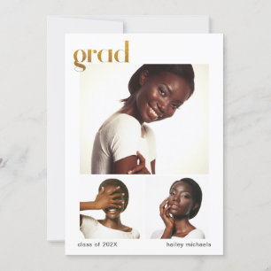 Drei Imitate der Fotocollage Graduation Party Gold Einladung