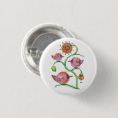 "Drei in einem Baum" Vögel Button (Vorne & Hinten)