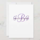 Drei Initialen, die Einladungs-lila Malvenfarbe Einladung (Rückseite)