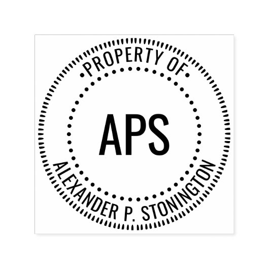 Drei Initialen "Property of" Notary Style Frame Permastempel (Design)
