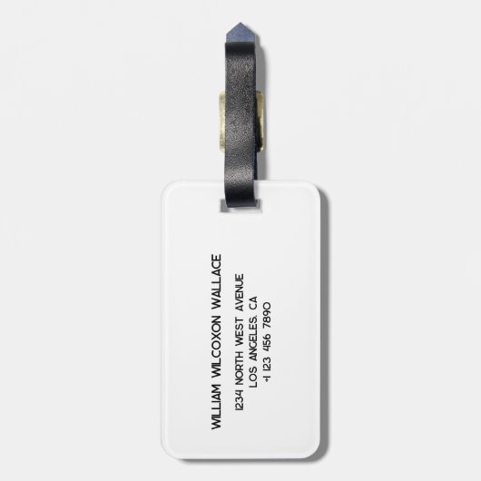 Drei Initials Stilvolle Gepäckmarke Gepäckanhänger (Rückseite vertikal)