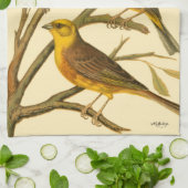 Drei inländische Vögel auf einer Zweigniederlassun Geschirrtuch (Gefaltet)