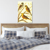 Drei inländische Vögel auf einer Zweigniederlassun Leinwanddruck (Insitu (Schlafzimmer))
