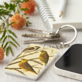 Drei inländische Vögel auf einer Zweigniederlassun Schlüsselanhänger (Vorderseite rechts)