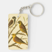 Drei inländische Vögel auf einer Zweigniederlassun Schlüsselanhänger (Rückseite)