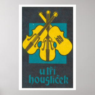 Drei Instrumente - Streichholzschachtel-Druck - Äs Poster