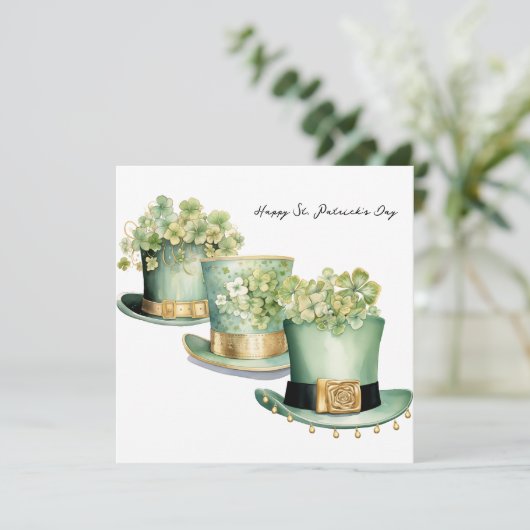 Drei Irish St Patrick's Day Leprechaun Hats Karte (Stehend Vorderseite)