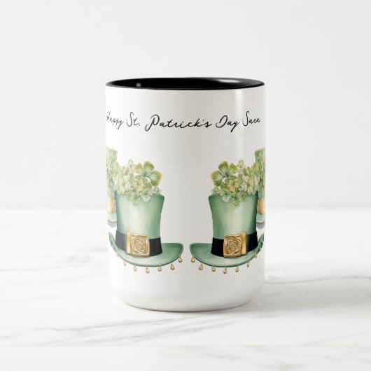 Drei Irish St Patrick's Day Leprechaun Hats Zweifarbige Tasse (Mittel)
