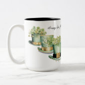 Drei Irish St Patrick's Day Leprechaun Hats Zweifarbige Tasse (Links)