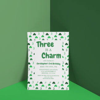Drei ist ein Charm St Patrick's Day 3. Geburtstag Einladung