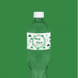 Drei ist ein Charm St Patrick's Day 3. Geburtstag Wasserflaschenetikett