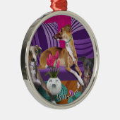 Drei italienische Greyhounds Ornament Aus Metall (Rechts)