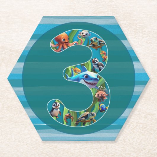 Drei Jahre alt: Untersetzer in Papierform (Vorderseite)