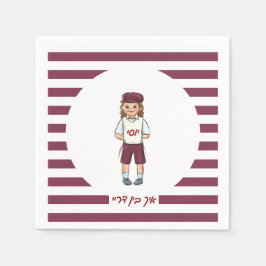 Drei Jahre alter Junge gestreift Upsherin Napkins Serviette