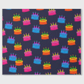 Drei Jahre alter Kindergeburtstag in leuchtenden F Geschenkpapier (Flach)