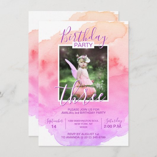 DREI JAHRE DES 3. JAHRES EINLADUNG (Vorne/Hinten)