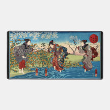 Drei japanische Damen überqueren Fluß Schreibtisch