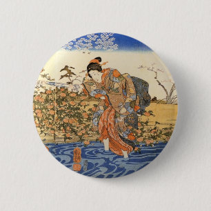 Drei japanische Frauen Button
