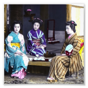 Drei japanische Geishas Vintage Altes Japan Fotodruck