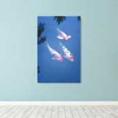 Drei japanische Koi-Fische im Teich Leinwanddruck (Insitu (Holzboden))