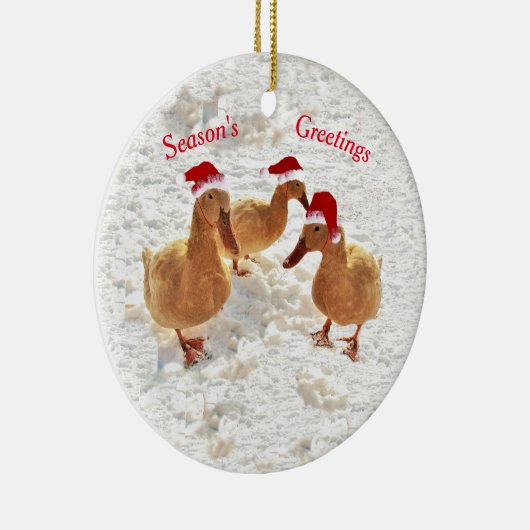 Drei Jolly Santa Ducks im Schnee Weihnachtsschmuck (Rechts)