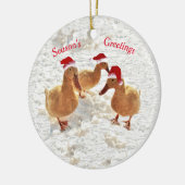 Drei Jolly Santa Ducks im Schnee Weihnachtsschmuck (Links)