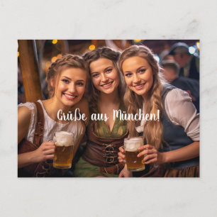 Drei junge Frauen in München. Bier Postkarte