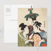Drei junge Männer oder Frauen, Utamaro Postkarte (Vorne/Hinten)