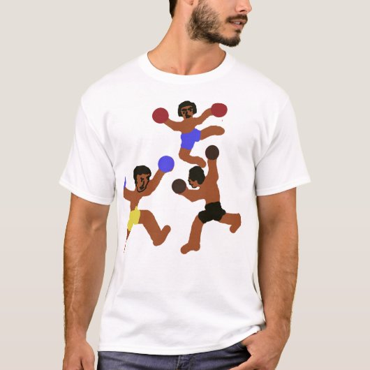 Drei Kämpfer – T-Shirt mit dynamischer Bewegung (Vorderseite)