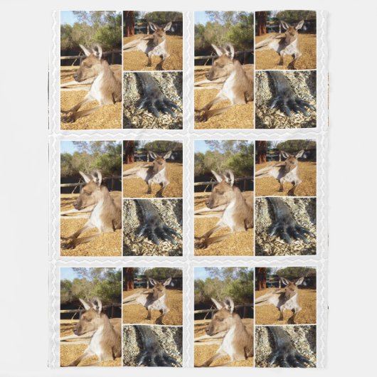 Drei Kangaroo-BilderCollage, Lge Fleece Blanket (Vorderseite)