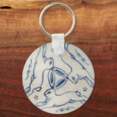 Drei Kaninchen, antikes Design auf dem Schlüsselan Schlüsselanhänger (Vorderseite)