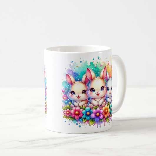 Drei Kaninchen Kaffeetasse (VorderseiteRechts)
