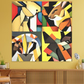 Drei Kaninchen und eine Löwengeometrie Abstrakte K Leinwanddruck (Insitu (Wohnzimmer))