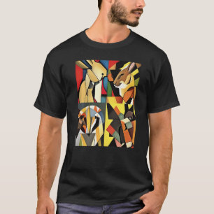 Drei Kaninchen und eine Löwengeometrie Abstrakte S T-Shirt
