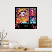 DREI KARNIVALMASKEN IN BLAU, ROT, GELB POSTER (Küche)