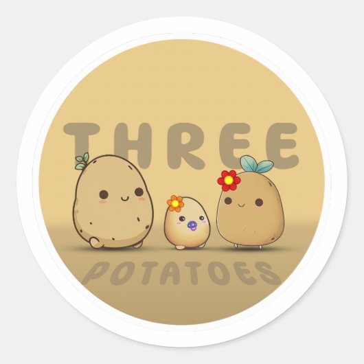 Drei Kartoffeln Runder Aufkleber (Vorderseite)