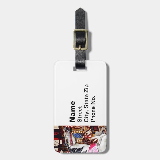 Drei Karusselle Pferde schließen Gepäckmarke Gepäckanhänger (Vorderseite vertikal)