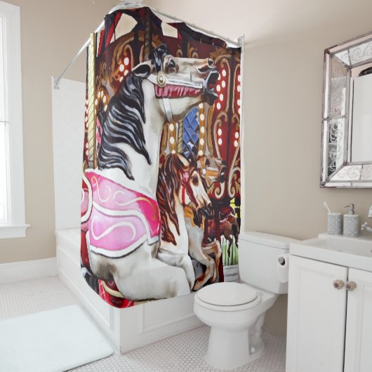 Drei Karussellpferde schließen Duschvorhang (Beispiel)