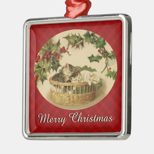 Drei Kätzchen in einem Korb Weihnachtsschmuck (Links)