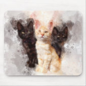 Drei Kätzchen niedlich und schön im Wasser Mousepad (Vorne)