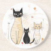 Drei Kätzchen und Blume Sandstone Untersetzer (Vorne)